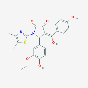 molecular formula C25H24N2O6S B265384 1-(4,5-dimethyl-1,3-thiazol-2-yl)-5-(3-ethoxy-4-hydroxyphenyl)-3-hydroxy-4-(4-methoxybenzoyl)-1,5-dihydro-2H-pyrrol-2-one 