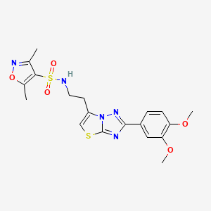 molecular formula C19H21N5O5S2 B2653843 N-(2-(2-(3,4-dimethoxyphenyl)thiazolo[3,2-b][1,2,4]triazol-6-yl)ethyl)-3,5-dimethylisoxazole-4-sulfonamide CAS No. 895449-45-3