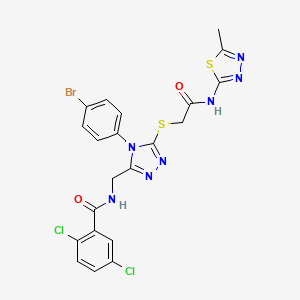 molecular formula C21H16BrCl2N7O2S2 B2653846 N-((4-(4-bromophenyl)-5-((2-((5-methyl-1,3,4-thiadiazol-2-yl)amino)-2-oxoethyl)thio)-4H-1,2,4-triazol-3-yl)methyl)-2,5-dichlorobenzamide CAS No. 391931-99-0
