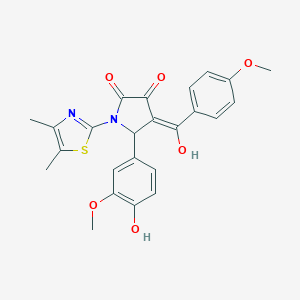 molecular formula C24H22N2O6S B265385 1-(4,5-dimethyl-1,3-thiazol-2-yl)-3-hydroxy-5-(4-hydroxy-3-methoxyphenyl)-4-(4-methoxybenzoyl)-1,5-dihydro-2H-pyrrol-2-one 