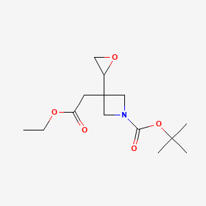 molecular formula C14H23NO5 B2653854 Tert-butyl 3-(2-ethoxy-2-oxoethyl)-3-(oxiran-2-yl)azetidine-1-carboxylate CAS No. 2137772-68-8