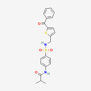 molecular formula C22H22N2O4S2 B2653858 N-(4-(N-((5-benzoylthiophen-2-yl)methyl)sulfamoyl)phenyl)isobutyramide CAS No. 1797282-30-4