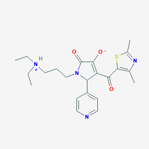 molecular formula C22H28N4O3S B265387 (E)-{1-[3-(diethylammonio)propyl]-4,5-dioxo-2-(pyridin-4-yl)pyrrolidin-3-ylidene}(2,4-dimethyl-1,3-thiazol-5-yl)methanolate 