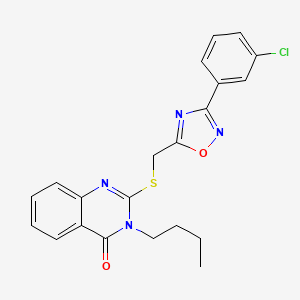 molecular formula C21H19ClN4O2S B2653870 3-Butyl-2-({[3-(3-chlorophenyl)-1,2,4-oxadiazol-5-yl]methyl}sulfanyl)-3,4-dihydroquinazolin-4-one CAS No. 869352-14-7