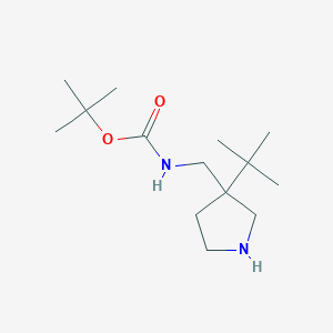 molecular formula C14H28N2O2 B2653873 叔丁基N-[(3-叔丁基吡咯烷-3-基)甲基]氨基甲酸酯 CAS No. 2080412-59-3