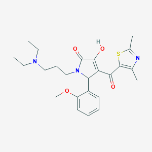 molecular formula C24H31N3O4S B265388 1-[3-(diethylamino)propyl]-4-[(2,4-dimethyl-1,3-thiazol-5-yl)carbonyl]-3-hydroxy-5-(2-methoxyphenyl)-1,5-dihydro-2H-pyrrol-2-one 