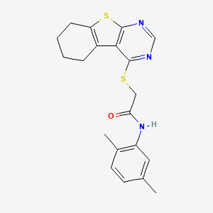 molecular formula C20H21N3OS2 B2653886 N-(2,5-dimethylphenyl)-2-(5,6,7,8-tetrahydro[1]benzothieno[2,3-d]pyrimidin-4-ylsulfanyl)acetamide CAS No. 302939-78-2