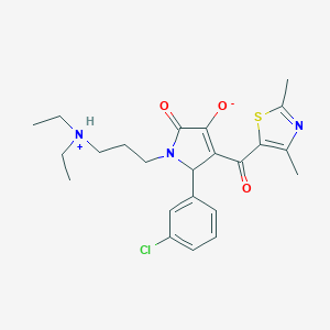molecular formula C23H28ClN3O3S B265389 (E)-{2-(3-chlorophenyl)-1-[3-(diethylammonio)propyl]-4,5-dioxopyrrolidin-3-ylidene}(2,4-dimethyl-1,3-thiazol-5-yl)methanolate 