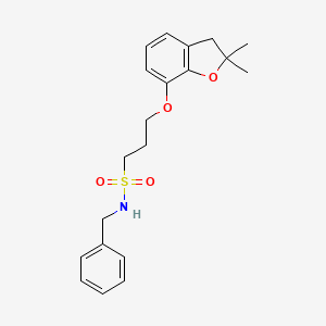 molecular formula C20H25NO4S B2653924 N-benzyl-3-((2,2-dimethyl-2,3-dihydrobenzofuran-7-yl)oxy)propane-1-sulfonamide CAS No. 953202-99-8