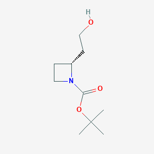 molecular formula C10H19NO3 B2653929 (R)-tert-Butyl 2-(2-hydroxyethyl)azetidine-1-carboxylate CAS No. 1056166-09-6