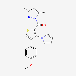 molecular formula C21H19N3O2S B2653931 (3,5-dimethyl-1H-pyrazol-1-yl)[4-(4-methoxyphenyl)-3-(1H-pyrrol-1-yl)thiophen-2-yl]methanone CAS No. 1207004-61-2