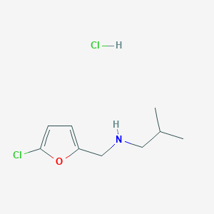 molecular formula C9H15Cl2NO B2653932 N-[(5-Chlorofuran-2-yl)methyl]-2-methylpropan-1-amine;hydrochloride CAS No. 2551114-88-4
