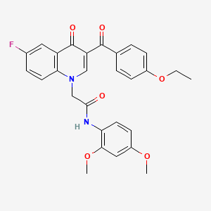 molecular formula C28H25FN2O6 B2653943 N-(2,4-dimethoxyphenyl)-2-[3-(4-ethoxybenzoyl)-6-fluoro-4-oxo-1,4-dihydroquinolin-1-yl]acetamide CAS No. 902515-22-4