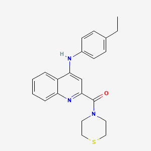 molecular formula C22H23N3OS B2653944 (4-((4-Ethylphenyl)amino)quinolin-2-yl)(thiomorpholino)methanone CAS No. 1226455-32-8