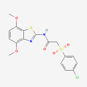 molecular formula C17H15ClN2O5S2 B2653952 2-((4-chlorophenyl)sulfonyl)-N-(4,7-dimethoxybenzo[d]thiazol-2-yl)acetamide CAS No. 895471-75-7