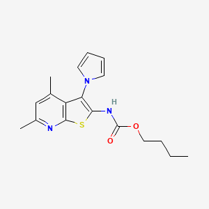 molecular formula C18H21N3O2S B2653959 butyl N-[4,6-dimethyl-3-(1H-pyrrol-1-yl)thieno[2,3-b]pyridin-2-yl]carbamate CAS No. 334968-16-0