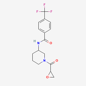 molecular formula C16H17F3N2O3 B2653968 N-[1-(Oxirane-2-carbonyl)piperidin-3-yl]-4-(trifluoromethyl)benzamide CAS No. 2411220-11-4