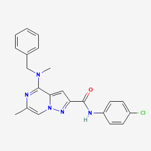 molecular formula C22H20ClN5O B2653972 4-[benzyl(methyl)amino]-N-(4-chlorophenyl)-6-methylpyrazolo[1,5-a]pyrazine-2-carboxamide CAS No. 1775547-30-2