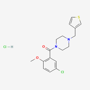 molecular formula C17H20Cl2N2O2S B2653983 (5-Chloro-2-methoxyphenyl)(4-(thiophen-3-ylmethyl)piperazin-1-yl)methanone hydrochloride CAS No. 1351616-86-8