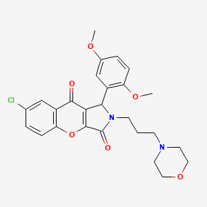 molecular formula C26H27ClN2O6 B2653995 7-Chloro-1-(2,5-dimethoxyphenyl)-2-(3-morpholinopropyl)-1,2-dihydrochromeno[2,3-c]pyrrole-3,9-dione CAS No. 893345-11-4