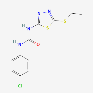 molecular formula C11H11ClN4OS2 B2653998 1-(4-Chlorophenyl)-3-(5-(ethylthio)-1,3,4-thiadiazol-2-yl)urea CAS No. 187850-66-4