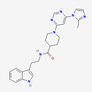 molecular formula C24H27N7O B2654003 N-(2-(1H-indol-3-yl)ethyl)-1-(6-(2-methyl-1H-imidazol-1-yl)pyrimidin-4-yl)piperidine-4-carboxamide CAS No. 1351641-69-4