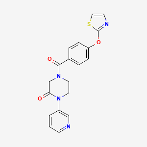 molecular formula C19H16N4O3S B2654006 1-(Pyridin-3-yl)-4-[4-(1,3-thiazol-2-yloxy)benzoyl]piperazin-2-one CAS No. 2097902-78-6