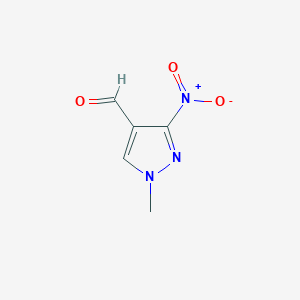 molecular formula C5H5N3O3 B2654015 1-甲基-3-硝基-1H-吡唑-4-甲醛 CAS No. 64182-15-6