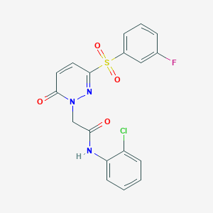 molecular formula C18H13ClFN3O4S B2654019 N-(2-氯苯基)-2-(3-((3-氟苯基)磺酰基)-6-氧代吡哒嗪-1(6H)-基)乙酰胺 CAS No. 1251611-89-8