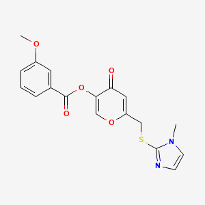 molecular formula C18H16N2O5S B2654024 6-(((1-甲基-1H-咪唑-2-基)硫代)甲基)-4-氧代-4H-吡喃-3-基 3-甲氧基苯甲酸酯 CAS No. 896307-49-6
