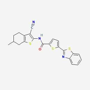 molecular formula C22H17N3OS3 B2654032 5-(1,3-benzothiazol-2-yl)-N-(3-cyano-6-methyl-4,5,6,7-tetrahydro-1-benzothiophen-2-yl)thiophene-2-carboxamide CAS No. 888411-03-8