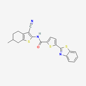 molecular formula C22H17N3OS3 B2654032 5-(1,3-苯并噻唑-2-基)-N-(3-氰基-6-甲基-4,5,6,7-四氢-1-苯并噻吩-2-基)噻吩-2-甲酰胺 CAS No. 888411-03-8