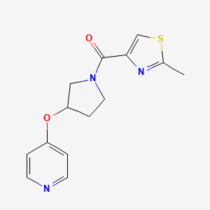 molecular formula C14H15N3O2S B2654035 (2-Methylthiazol-4-yl)(3-(pyridin-4-yloxy)pyrrolidin-1-yl)methanone CAS No. 2034328-45-3