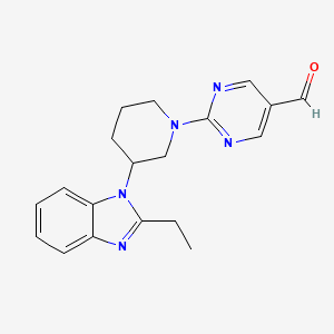 molecular formula C19H21N5O B2654037 2-[3-(2-Ethylbenzimidazol-1-yl)piperidin-1-yl]pyrimidine-5-carbaldehyde CAS No. 2224284-33-5