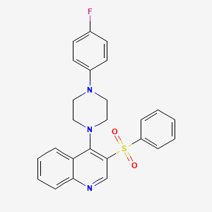 molecular formula C25H22FN3O2S B2654040 3-(Benzenesulfonyl)-4-[4-(4-fluorophenyl)piperazin-1-yl]quinoline CAS No. 866843-22-3
