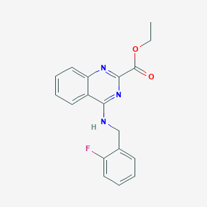 molecular formula C18H16FN3O2 B2654047 Ethyl 4-[(2-fluorobenzyl)amino]-2-quinazolinecarboxylate CAS No. 866155-33-1