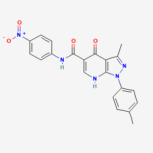 molecular formula C21H17N5O4 B2654049 3-methyl-N-(4-nitrophenyl)-4-oxo-1-(p-tolyl)-4,7-dihydro-1H-pyrazolo[3,4-b]pyridine-5-carboxamide CAS No. 898457-96-0