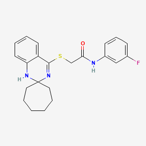 molecular formula C22H24FN3OS B2654053 N-(3-fluorophenyl)-2-{1'H-spiro[cycloheptane-1,2'-quinazoline]sulfanyl}acetamide CAS No. 893789-17-8
