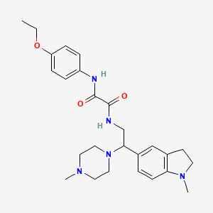 molecular formula C26H35N5O3 B2654054 N1-(4-ethoxyphenyl)-N2-(2-(1-methylindolin-5-yl)-2-(4-methylpiperazin-1-yl)ethyl)oxalamide CAS No. 922557-58-2
