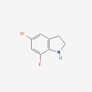 molecular formula C8H7BrFN B2654055 5-溴-7-氟-2,3-二氢-1H-吲哚 CAS No. 954258-03-8