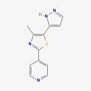 4-[4-methyl-5-(1H-pyrazol-3-yl)-1,3-thiazol-2-yl]pyridine