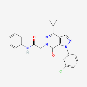 molecular formula C22H18ClN5O2 B2654064 2-(1-(3-chlorophenyl)-4-cyclopropyl-7-oxo-1H-pyrazolo[3,4-d]pyridazin-6(7H)-yl)-N-phenylacetamide CAS No. 1105199-74-3