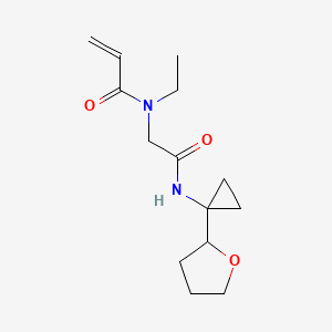 molecular formula C14H22N2O3 B2654066 N-Ethyl-N-[2-oxo-2-[[1-(oxolan-2-yl)cyclopropyl]amino]ethyl]prop-2-enamide CAS No. 2361819-71-6