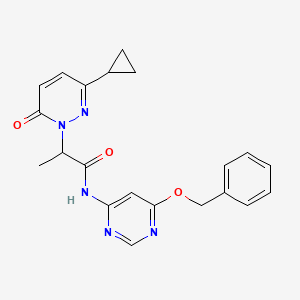 molecular formula C21H21N5O3 B2654069 N-(6-(benzyloxy)pyrimidin-4-yl)-2-(3-cyclopropyl-6-oxopyridazin-1(6H)-yl)propanamide CAS No. 2097933-57-6