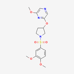 molecular formula C17H21N3O6S B2654075 2-((1-((3,4-二甲氧基苯基)磺酰基)吡咯烷-3-基)氧基)-6-甲氧基吡嗪 CAS No. 2034285-90-8