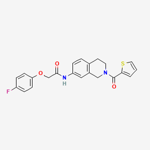 molecular formula C22H19FN2O3S B2654076 2-(4-fluorophenoxy)-N-(2-(thiophene-2-carbonyl)-1,2,3,4-tetrahydroisoquinolin-7-yl)acetamide CAS No. 955642-29-2