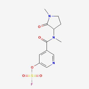 molecular formula C12H14FN3O5S B2654087 3-Fluorosulfonyloxy-5-[methyl-(1-methyl-2-oxopyrrolidin-3-yl)carbamoyl]pyridine CAS No. 2418648-04-9