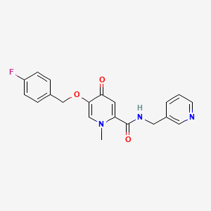 molecular formula C20H18FN3O3 B2654101 5-((4-fluorobenzyl)oxy)-1-methyl-4-oxo-N-(pyridin-3-ylmethyl)-1,4-dihydropyridine-2-carboxamide CAS No. 1021223-00-6
