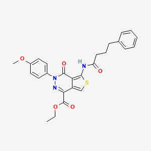 molecular formula C26H25N3O5S B2654104 Ethyl 3-(4-methoxyphenyl)-4-oxo-5-(4-phenylbutanamido)-3,4-dihydrothieno[3,4-d]pyridazine-1-carboxylate CAS No. 851977-66-7