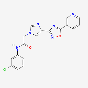 molecular formula C18H13ClN6O2 B2654106 N~1~-(3-chlorophenyl)-2-{4-[5-(3-pyridyl)-1,2,4-oxadiazol-3-yl]-1H-imidazol-1-yl}acetamide CAS No. 1251547-05-3